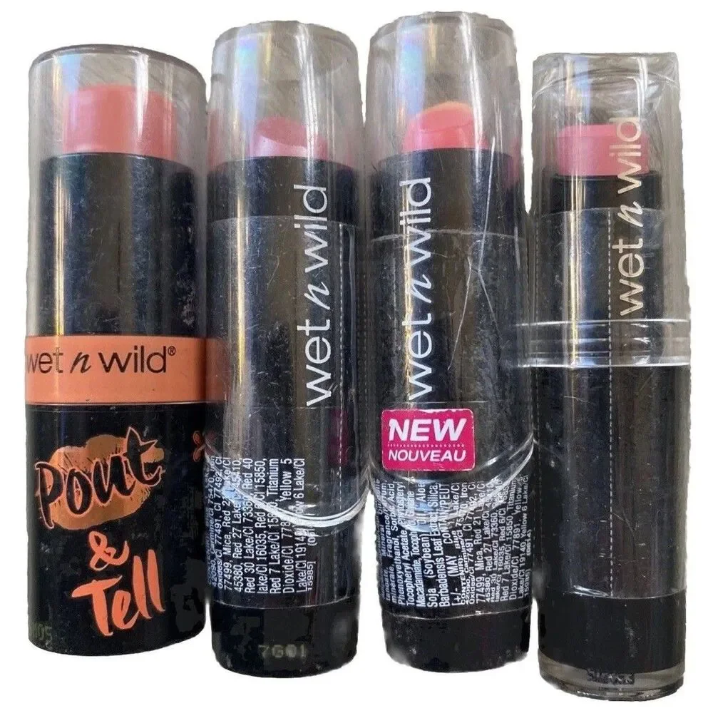 Wet n Wild Silk Finish Lipstick Pout Think Pink Ice 15 Minutes Aflame Tell Lot